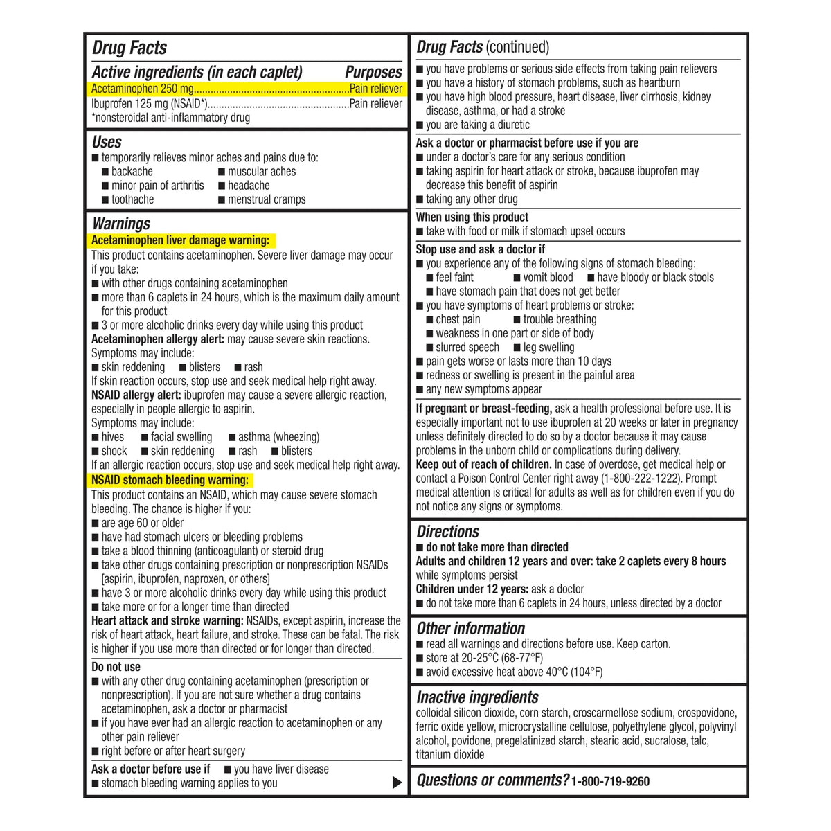 GoodSense Dual Action Acetaminophen and Ibuprofen (NSAID) Tablets, 250 mg/125 mg, Back Pain, 72 Count GoodSenseBuy Supplements Australia