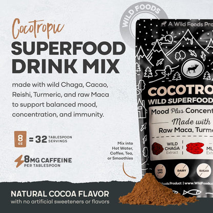 Cocotropic & Salt Duo: Wild Cocotropic Mushroom Cacao & Wild Himalayan Pink Salt (16oz Each)