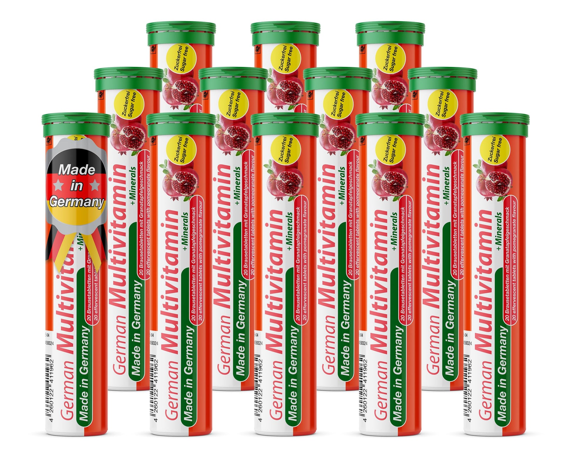 T&D German Multvitamin + Minerals 10 Vitamins 2 Minerals - 240 Vegan Drink Effervescent Tablets - Pomegranate Flavor - Made in Germany T&D buy supplements Au