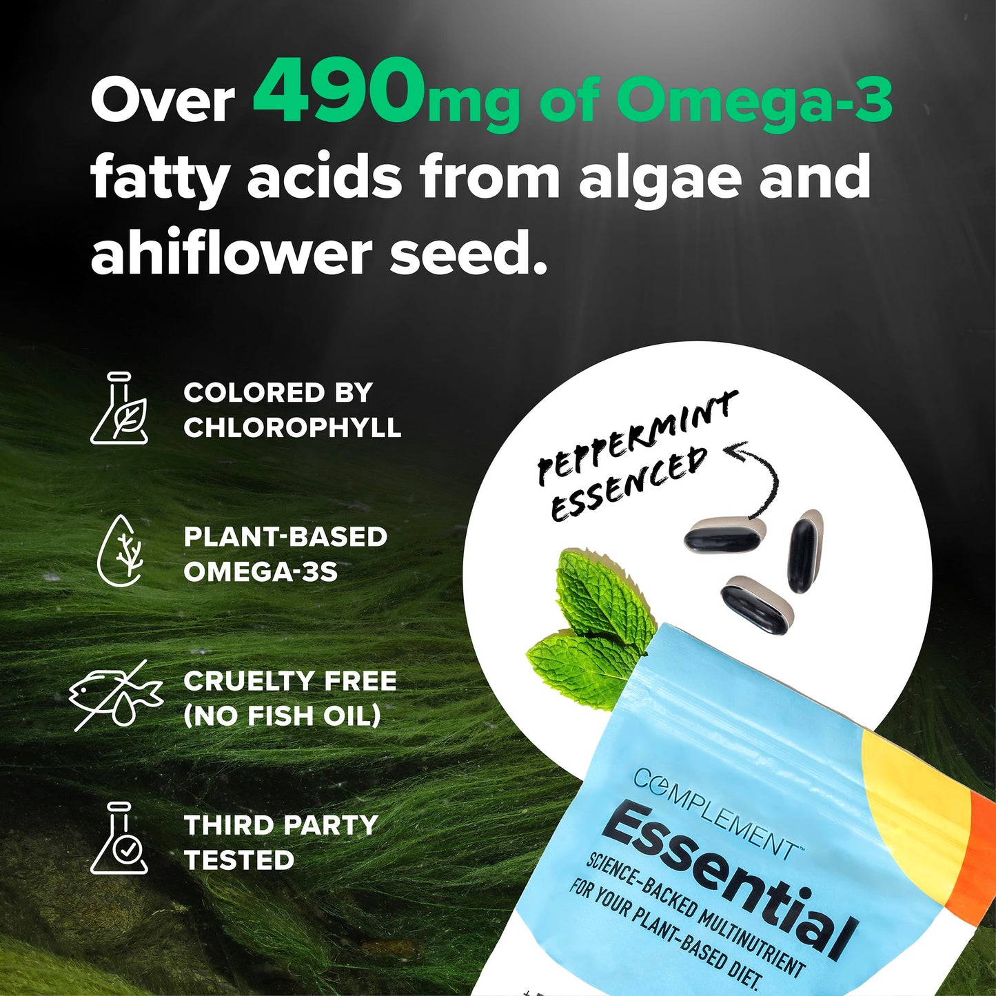 Complement Essential Vegan Multivitamin for Men & Women (30 Servings, 90 Capsules) with Omega-3 DHA & EPA, B12, Vitamin D3 & K2, Zinc, Selenium, Magnesium, Iodine - Supports Immunity & Overall Health ComplementBuy Supplements Australia