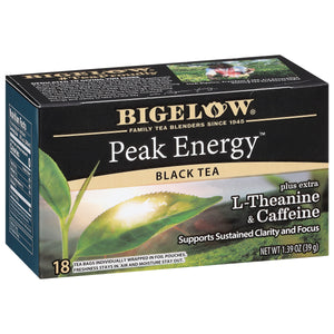 Bigelow Tea Peak Energy plus extra L-Theanine & Caffeine, 18 Count (Pack of 6), 108 Total Tea Bags Bigelow TeaBuy Supplements Australia