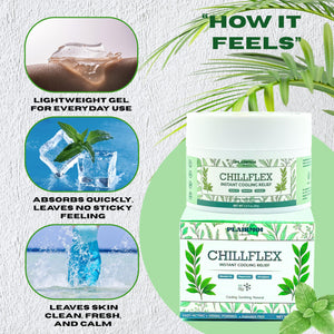 Supplement Product​PLAIRMOI CHILLFLEX Pain Relief Gel for Muscle Aches, Joint Pain, Discomfort & Inflammation – Fast Acting, Cooling, Non-Greasy with 3% Menthol & Eucalyptus – 3.5 oz, 1-Pack - GlowUpCaUSA