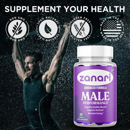 Zanari Gummies, Official Zanari Gummys for Men with All Natural Ingredients, Advanced Formula for Optimal Health & Total Wellness Support with Maximum Strength Active Lifestyle Vitamins (60 Gummies) MJO buy supplements Au