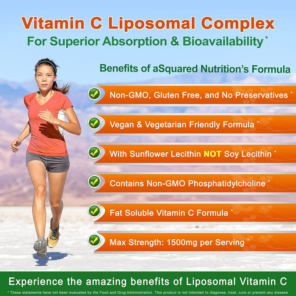 aSquared Nutrition Vitamin C Liposomal Complex - 1500mg Supplement - 180 Capsules - High Absorption VIT C Ascorbic Acid Pills - Supports Immune System & Collagen Health - 90 Servings