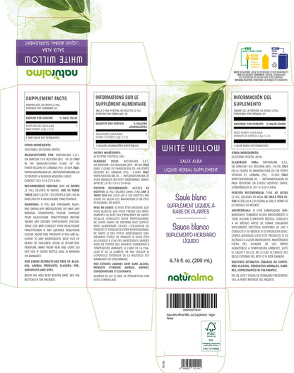 Naturalma White Willow (Salix alba) bark Alcohol-Free Tincture - 6.76 fl oz Liquid Extract in Drops - Herbal Supplement - Vegan NaturalmaBuy Supplements Australia