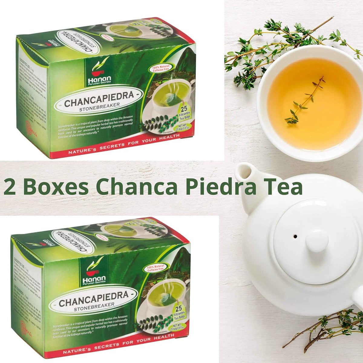 Stone Breaker Chanca Piedra Herbal Tea - 100% Naural from Peru (2x 25 Tea Bags Pack) Natural Kidney Cleanse & Gallbladder Stones Support– Detoxify Urinary Tract, Flush Impurities, Clear Urinary System