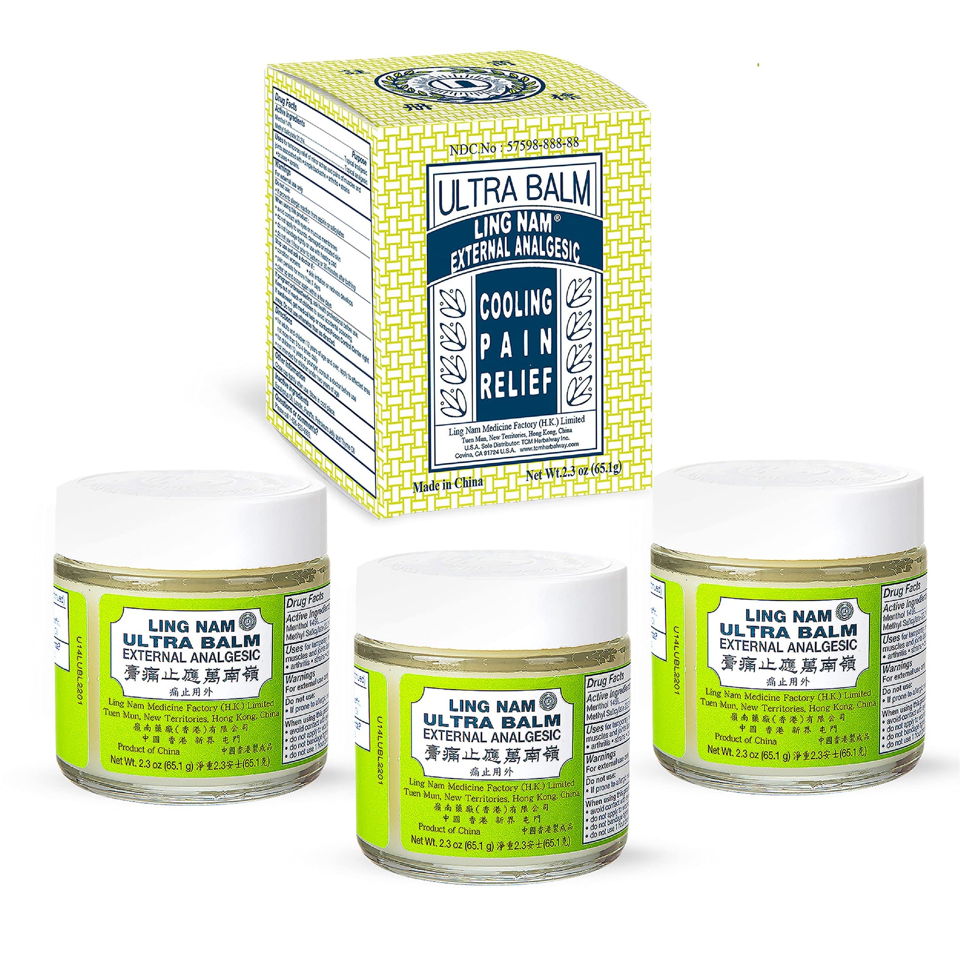 Ling Nam Ultra Balm External Analgesic, for Cooling Pain Relief Simple Backache Arthritis Strains Bruises Sprain, Muscle Pain, Muscle Soreness, 2.3oz (Pack of 3) Ling NamBuy Supplements Australia