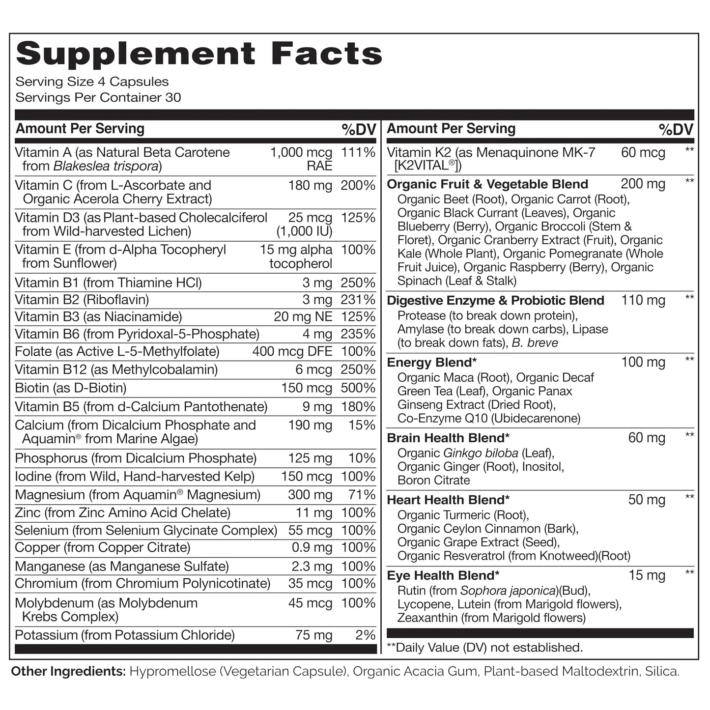 NATURELO Mens Multivitamins - Whole Food Multivitamin for Men with Vitamins, Minerals - 120 Vegetarian Capsules for Energy, Brain, Heart, Eye Health* NATURELO