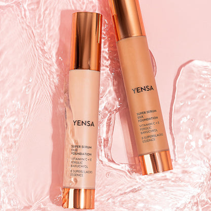 YENSA Serum Foundation Makeup - Super Silk Full Coverage Foundation Enriched with Peptides, Vitamin C & Ferulic Acid to Help Reduce Fine Lines, Wrinkles & Dark Circles - Light 1 (1 oz) YENSABuy Supplements Australia