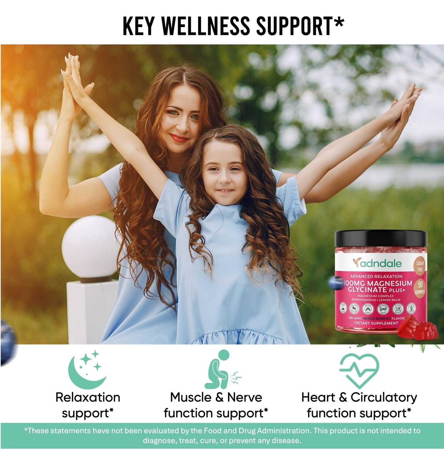 Adndale 180 CT Magnesium Glycinate Gummies 400 mg/Serv with Ashwagandha, Magnesium Malate & Taurate - PrimeBioHealth - canada supplements