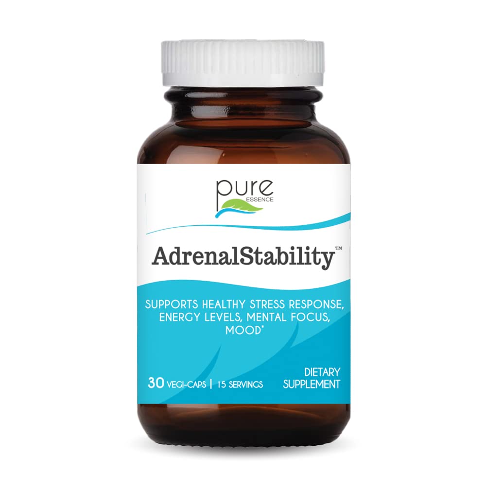 Adrenal Stability by Pure Essence - Adrenal Fatigue Supplement with Ashwagandha, Holy Basil, Supports Healthy Stress Response, Energy, Sleep (30 Caps) - PrimeBioHealth - canada supplements