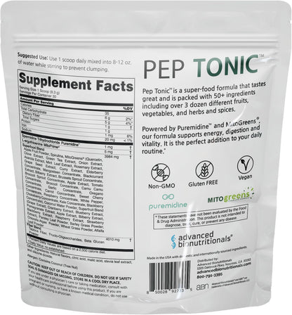 Advanced Bionutritionals Pep Tonic Powdered Superfood Formula 50 Fruits, Vegetables, Herbs, and Superfoods - Vegan, Vegetarian - 9.84 OZ - 279 g - PrimeBioHealth - canada supplements