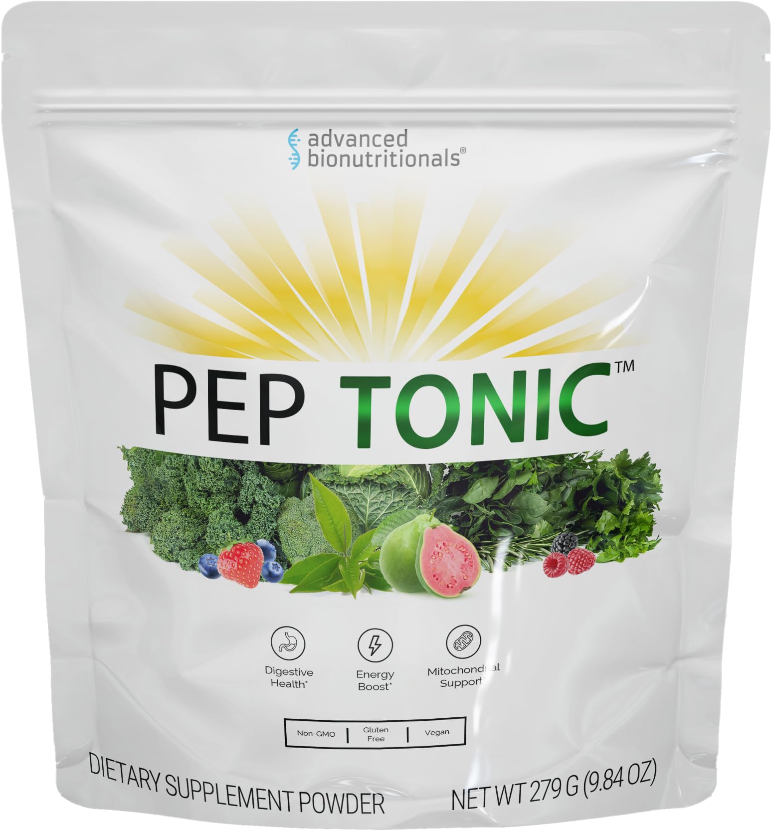 Advanced Bionutritionals Pep Tonic Powdered Superfood Formula 50 Fruits, Vegetables, Herbs, and Superfoods - Vegan, Vegetarian - 9.84 OZ - 279 g - PrimeBioHealth - canada supplements