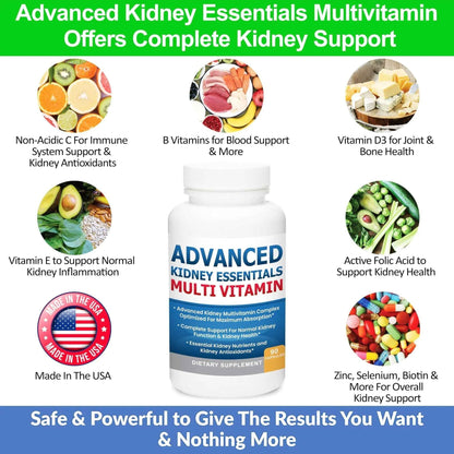 Advanced Kidney Essentials Multivitamin. Kidney Support Supplement for Complete Kidney Health. Kidney Health Supplement