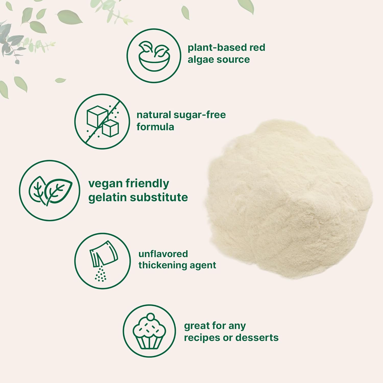 Agar Agar Powder, 1lb (16oz) | Planted-Based Source from Red Algae | Unflavored Thickening Agent for Cooking & Baking | Vegan Substitute for Beef Gelatin | Non-GMO, Vegan Friendly - PrimeBioHealth - canada supplements