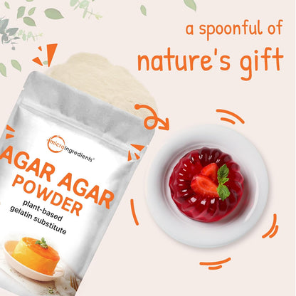 Agar Agar Powder, 1lb (16oz) | Planted-Based Source from Red Algae | Unflavored Thickening Agent for Cooking & Baking | Vegan Substitute for Beef Gelatin | Non-GMO, Vegan Friendly - PrimeBioHealth - canada supplements