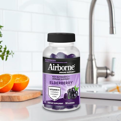 Airborne Elderberry + Zinc & Vitamin C Gummies For Adults, Immune Support Vitamin D & Zinc Gummies With Powerful Antioxidant Vitamins C D & E - PrimeBioHealth - canada supplements