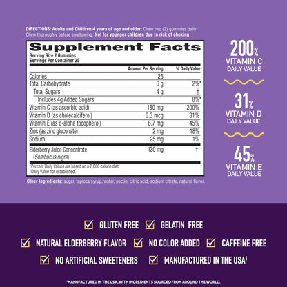 Airborne Elderberry + Zinc & Vitamin C Gummies For Adults, Immune Support Vitamin D & Zinc Gummies With Powerful Antioxidant Vitamins C D & E - PrimeBioHealth - canada supplements