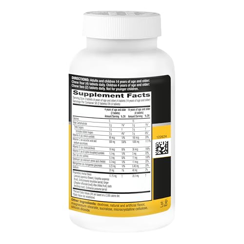 Airborne Vitamin C 1000mg (per Serving) - Citrus Chewable Tablets (116 Count in a Bottle), Gluten-Free Immune Support Supplement, with Vitamins A C E, Zinc, Selenium - PrimeBioHealth - canada supplements