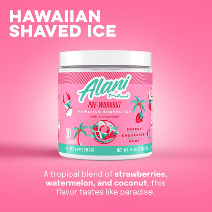 Alani Nu Pre Workout Powder Hawaiian Shaved ICE, Amino Energy Boost, Endurance Supplement, Sugar Free, 200mg Caffeine - PrimeBioHealth - canada supplements
