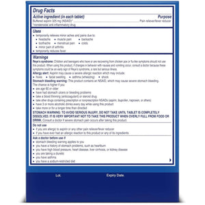 Alka-Seltzer Pain Relief, Aspirin Effervescent Tablets for Fast Pain Relief, 72 Ct