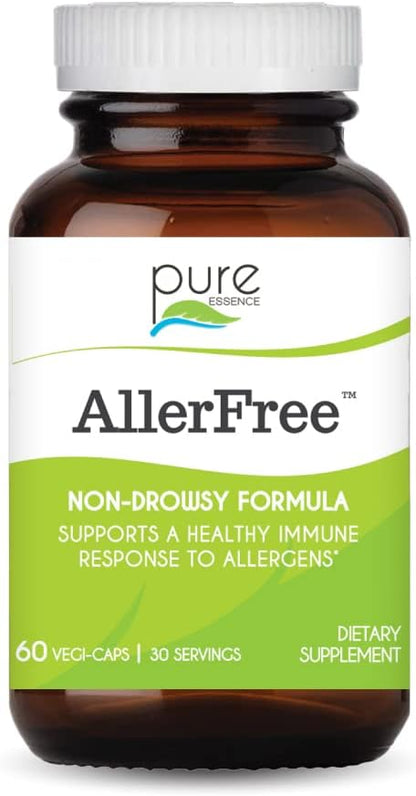 AllerFree Natural Allergy Support Supplement by Pure Essence Labs - Non Drowsy Pills for Sinus and Nasal Health Seasonal Allergies with Enzymes and Herbs - 60 Capsules - PrimeBioHealth - canada supplements
