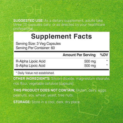 Alpha Lipoic Acid 1,000mg, 180 Veggie Capsules – 50/50 R-ALA & S-ALA for Max Bioavailability – Antioxidant Supplement – Energy & Nervous System Support – Non-GMO - PrimeBioHealth - canada supplements
