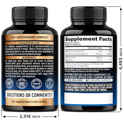 Alpha Lipoic Acid 600mg - ALA Supplement Antioxidant for Nerve, Energy & Metabolism Support - Extra Strength with Benfotiamine, B1 & B12 - Lab Tested, NON-GMO & Vegan - PrimeBioHealth - canada supplements