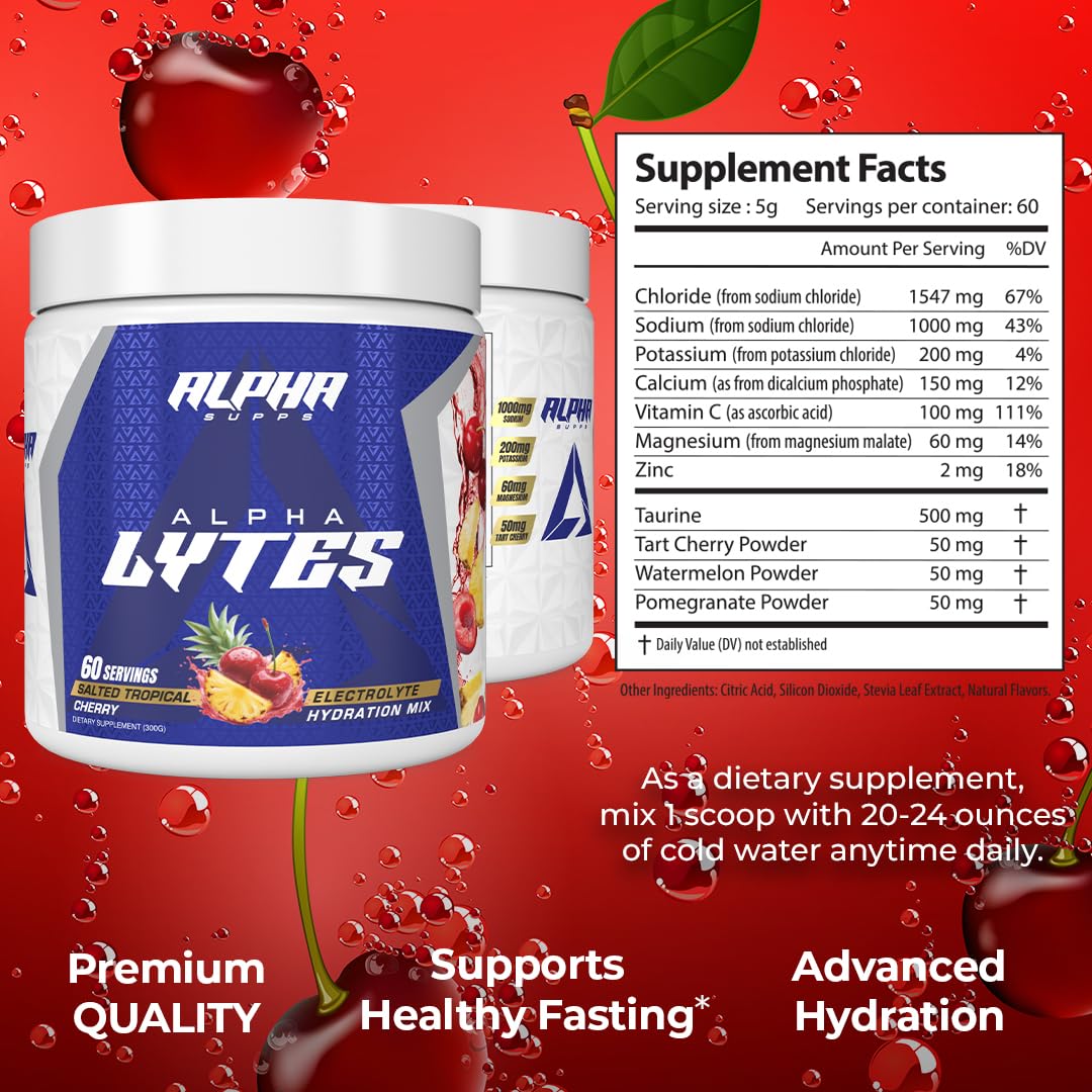 Alpha Lytes - Electrolyte Powder Daily Hydration Drink Mix - Sugar-Free, Zero Calorie Instant Formula with Trace Minerals and Antioxidants - PrimeBioHealth - canada supplements