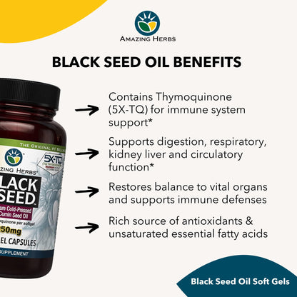 Amazing Herbs Premium Capsules - High Potency, Cold Pressed Nigella Sativa Aids in Digestive Health - PrimeBioHealth - canada supplements