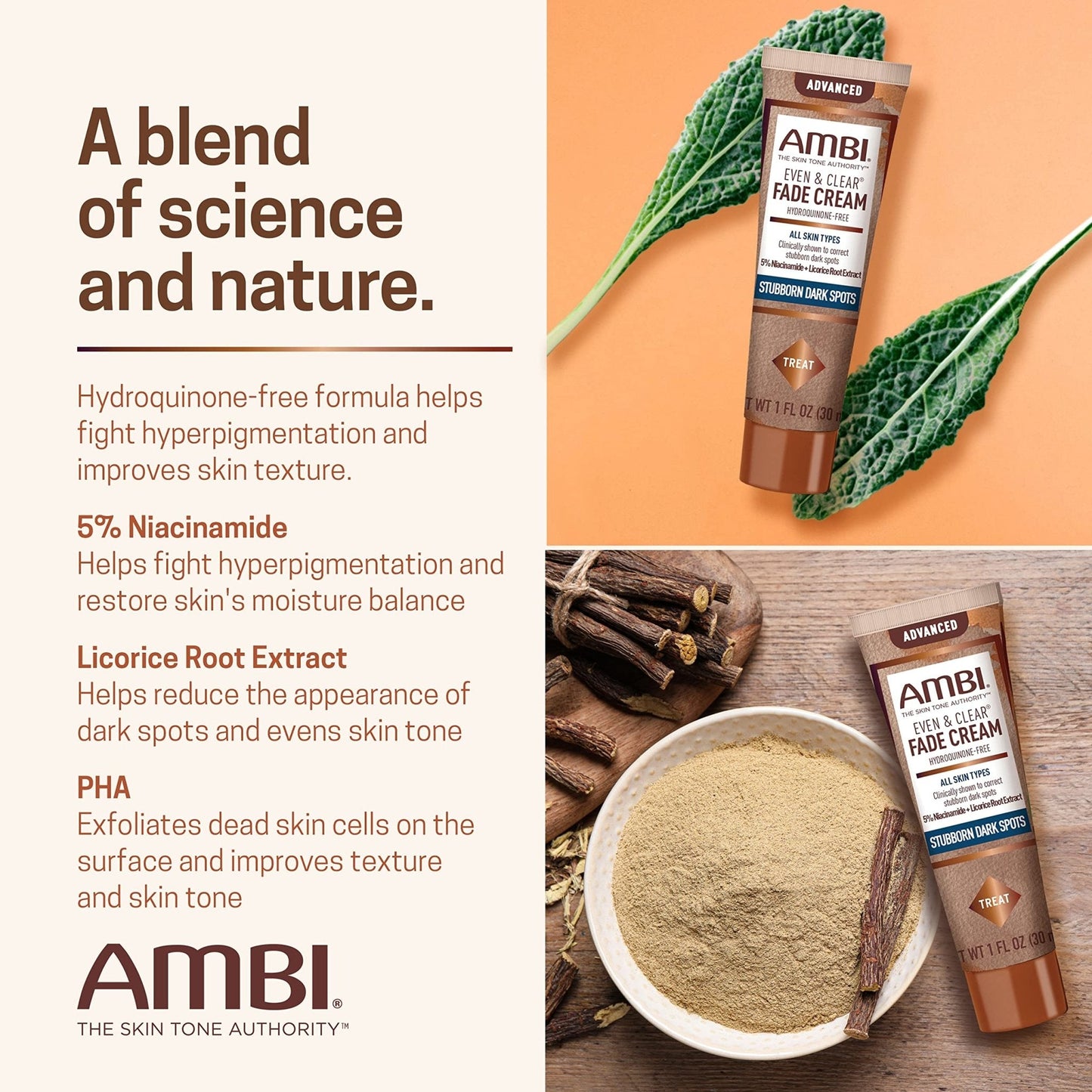 Ambi Even & Clear Advanced Fade Cream, Hydroquinone-free, Hyperpigmentation Treatment, Stubborn Dark Spot Corrector, Results In As Little As 2-3 Weeks - PrimeBioHealth - canada supplements