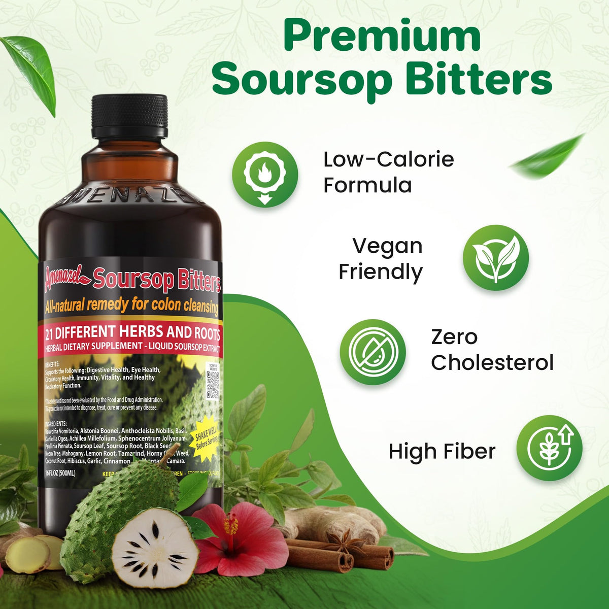 Amenazel Organic Soursop Bitters, 16 fl oz - PrimeBioHealth - canada supplements