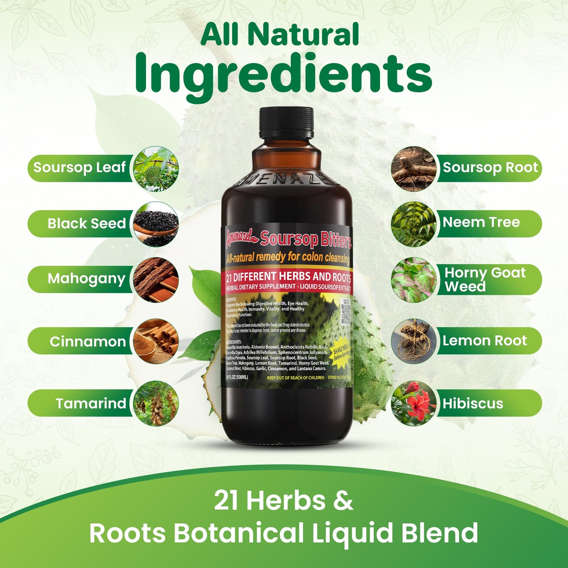 Amenazel Organic Soursop Bitters, 16 fl oz - PrimeBioHealth - canada supplements