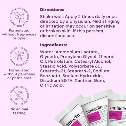 AmLactin Crepe Firming Cream - Therapeutic Skin Tightening Cream for Body – No-Scrub Exfoliator and Moisturizer - PrimeBioHealth - canada supplements