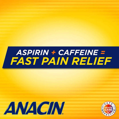 Anacin Aspirin & Caffeine Fast Pain Relief, Eases Minor Aches and Pains Due to Headache, Muscle Aches & Arthritis, 300 Count