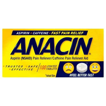 Anacin Fast Pain Relief Pain Reducer Aspirin Tablets, 200 Tabs (Value Pack of 2)