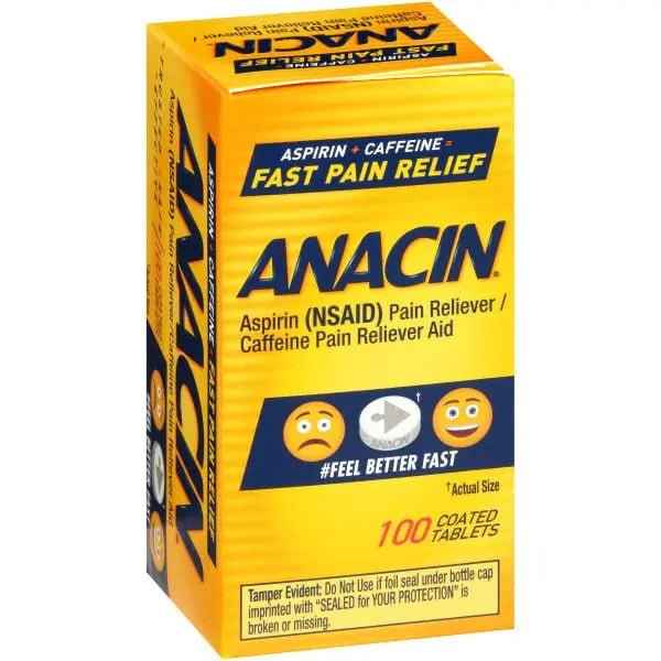 Anacin Fast Pain Relief Pain Reducer Aspirin Tablets, 200 Tabs (Value Pack of 2)