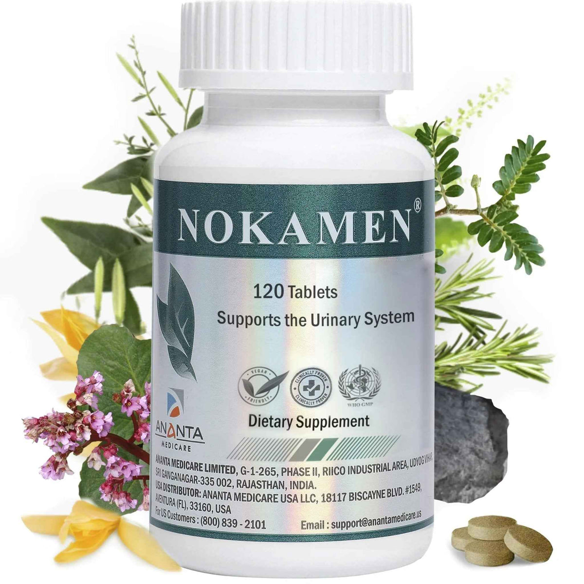 Ananta Medicare USA NOKAMEN – Kidney & Urinary Tract Support Herbal Formula, 120 Tabs