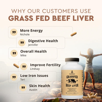 Ancestral Supplements Grass Fed Beef Liver 180 Capsules, Supports Energy Production, Detoxification, Digestion, Immunity and Full Body Wellness - PrimeBioHealth - canada supplements
