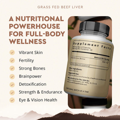 Ancestral Supplements Grass Fed Beef Liver 180 Capsules, Supports Energy Production, Detoxification, Digestion, Immunity and Full Body Wellness - PrimeBioHealth - canada supplements