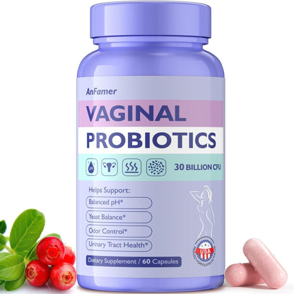 AnFamer Vaginal Probiotics for Women Female,Promotes Ph Balance,Healthy Vaginal Odor & Flora,Urinary Tract Health with Prebiotics & Lactobacillus Probiotic - PrimeBioHealth - canada supplements