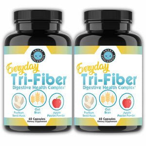 Angry Supplements Tri-Fiber Digestive Health Complex – Psyllium Husk, Oat Bran & Apple Pectin – Prebiotic Fiber for Gut Health & Regularity – 60 Capsules (2-Bottles) - PrimeBioHealth - canada supplements
