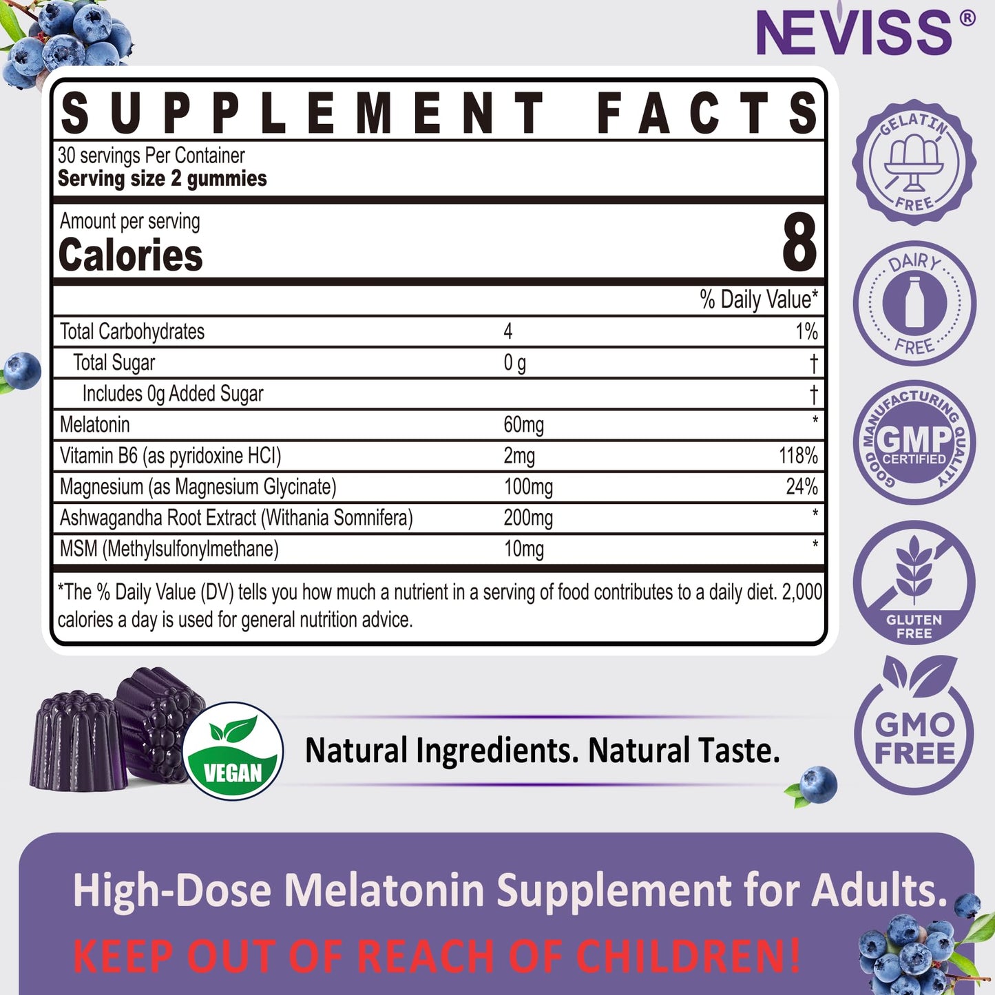 Antioxidant & Brain Support Melatonin 60mg 30mg for 50+ Adults | High Dose Melatonin for Anti-Aging & Immune | Extra Strength Melatonin Gummies with B6, Ashwagandha, Magnesium, MSM - 60 Gummies - PrimeBioHealth - canada supplements
