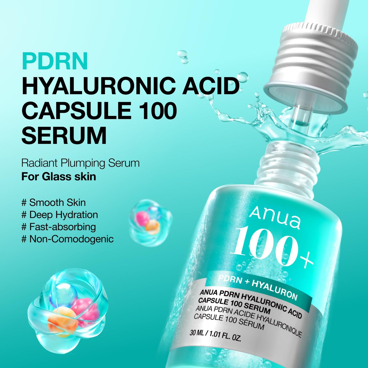 Anua PDRN Hyaluronic Acid Capsule 100 Serum, Radiant Face Serum, Salmon DNA, Hyaluronic Acid, Hydration, Moisture Plumping Effect - PrimeBioHealth - canada supplements