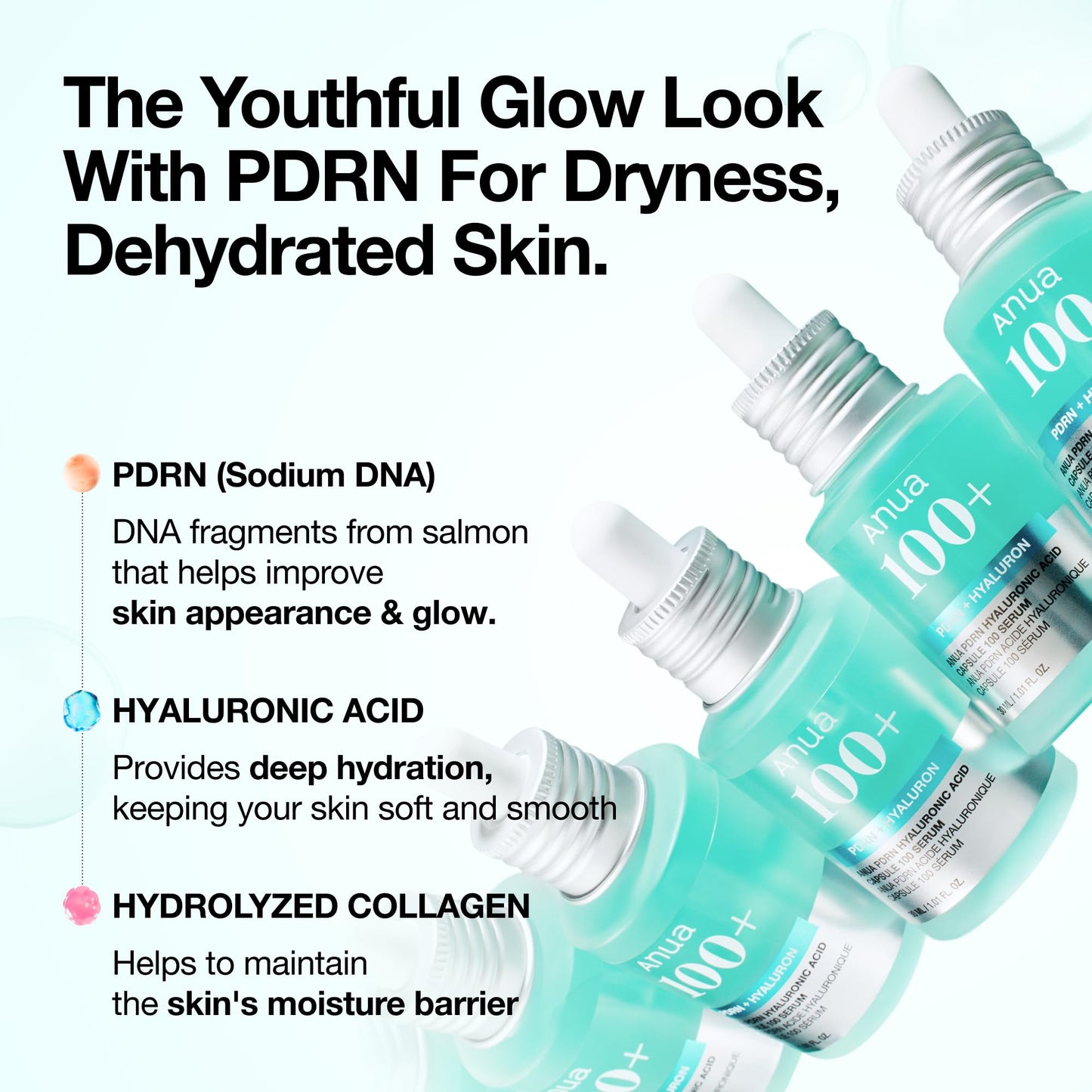 Anua PDRN Hyaluronic Acid Capsule 100 Serum, Radiant Face Serum, Salmon DNA, Hyaluronic Acid, Hydration, Moisture Plumping Effect - PrimeBioHealth - canada supplements