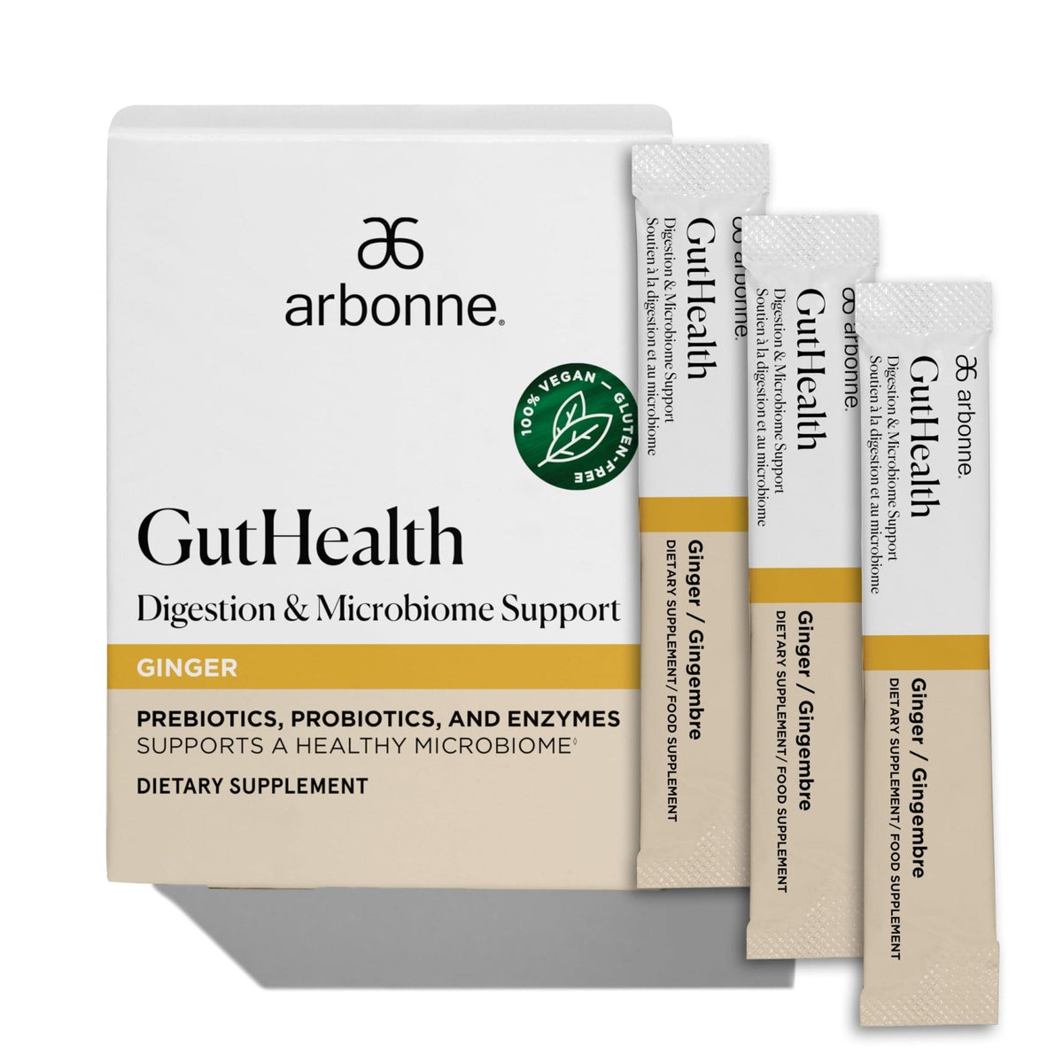 Arbonne Gut Health Digestion Support - Microbiome Prebiotic and Probiotic Drink Mix, Probiotic Powder and Prebiotic Powder - PrimeBioHealth - canada supplements