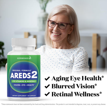 AREDS 2 Eye Vitamin & Mineral Supplement, Contains Lutein, Vitamin C, Zeaxanthin, Zinc & Vitamin E, with Added Copper - 60 Count - PrimeBioHealth - canada supplements