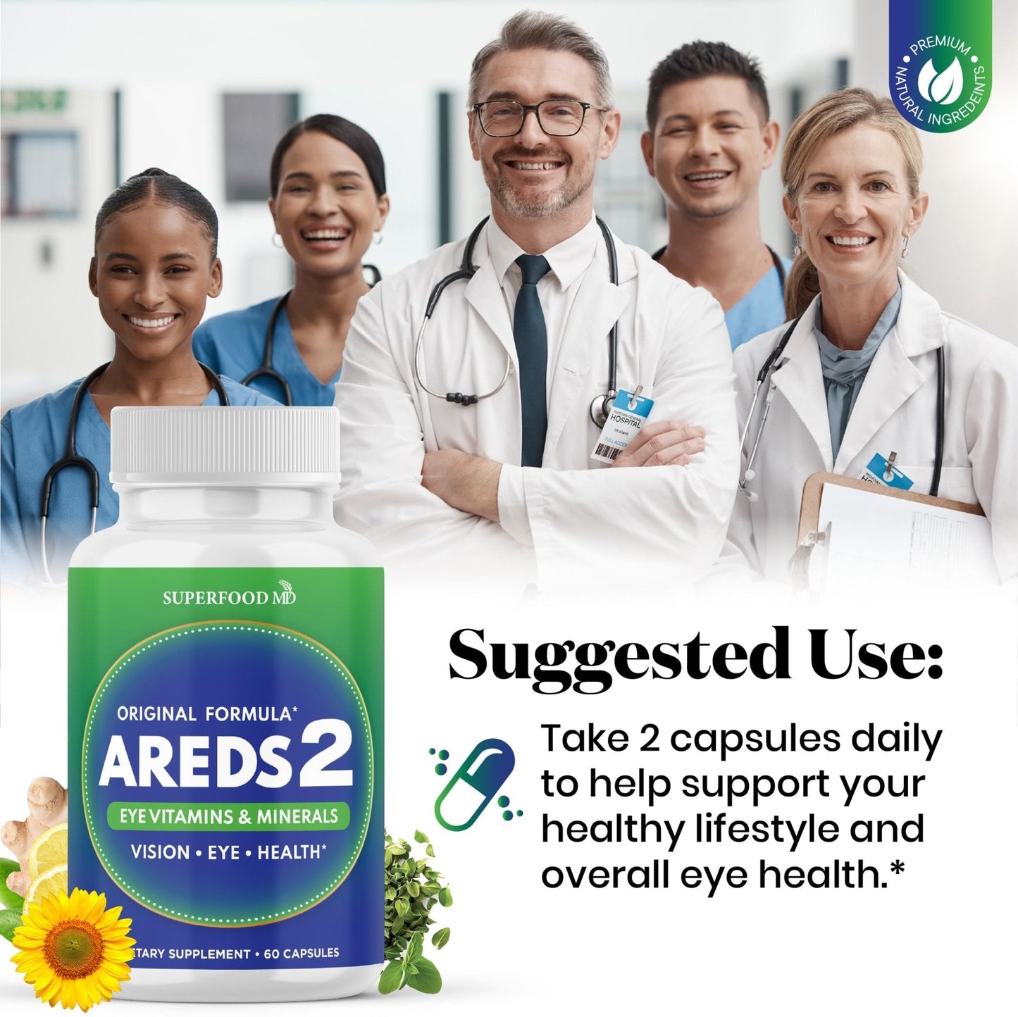 AREDS 2 Eye Vitamin & Mineral Supplement, Contains Lutein, Vitamin C, Zeaxanthin, Zinc & Vitamin E, with Added Copper - 60 Count - PrimeBioHealth - canada supplements