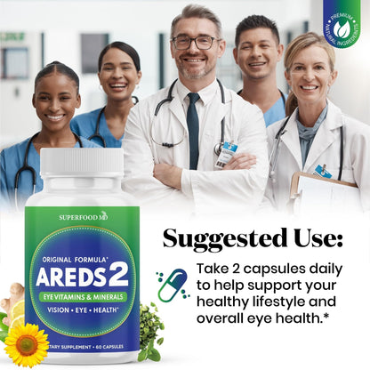 AREDS 2 Eye Vitamin & Mineral Supplement, Contains Lutein, Vitamin C, Zeaxanthin, Zinc & Vitamin E, with Added Copper - 60 Count - PrimeBioHealth - canada supplements