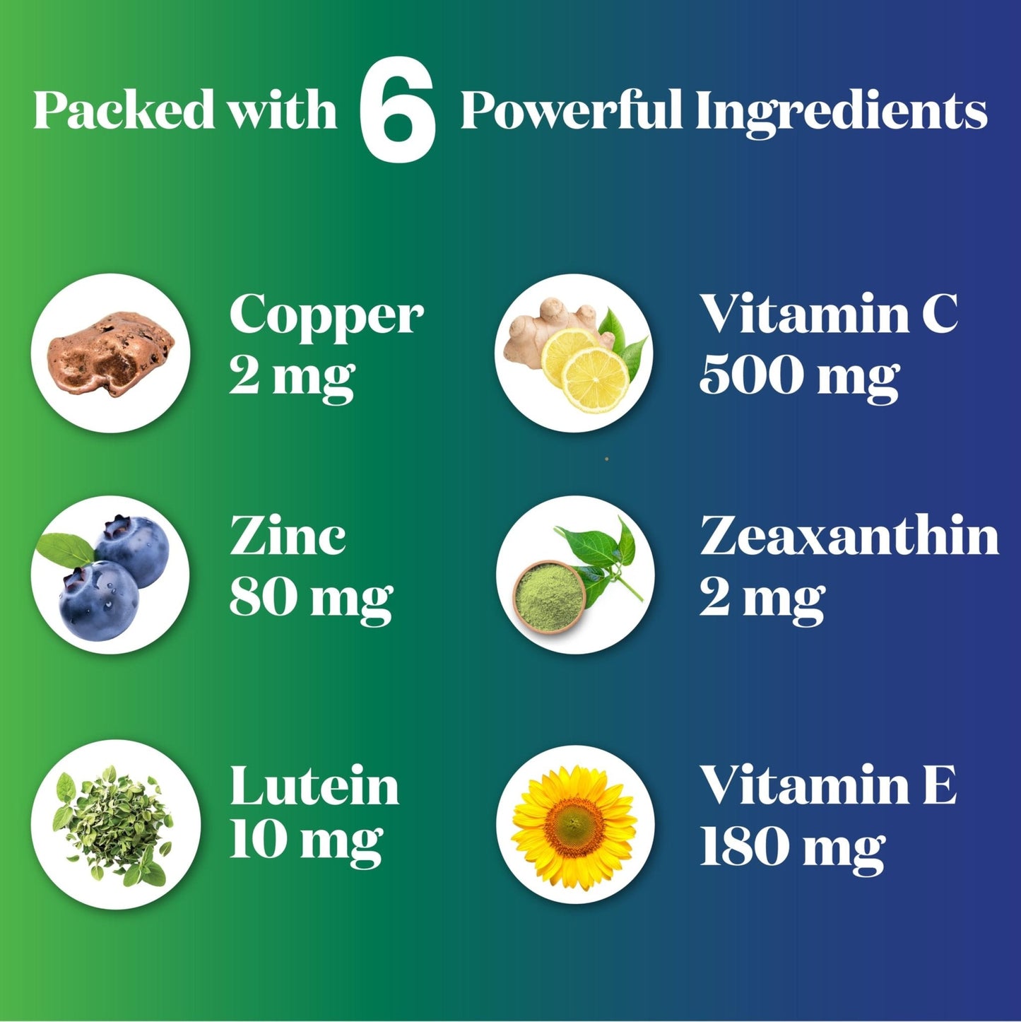 AREDS 2 Eye Vitamin & Mineral Supplement, Contains Lutein, Vitamin C, Zeaxanthin, Zinc & Vitamin E, with Added Copper - 60 Count - PrimeBioHealth - canada supplements